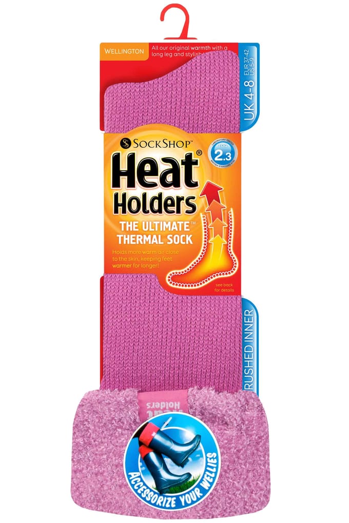 Heat Holders Dames Thermische Wellington Boot Sokken - Moerbei Roze