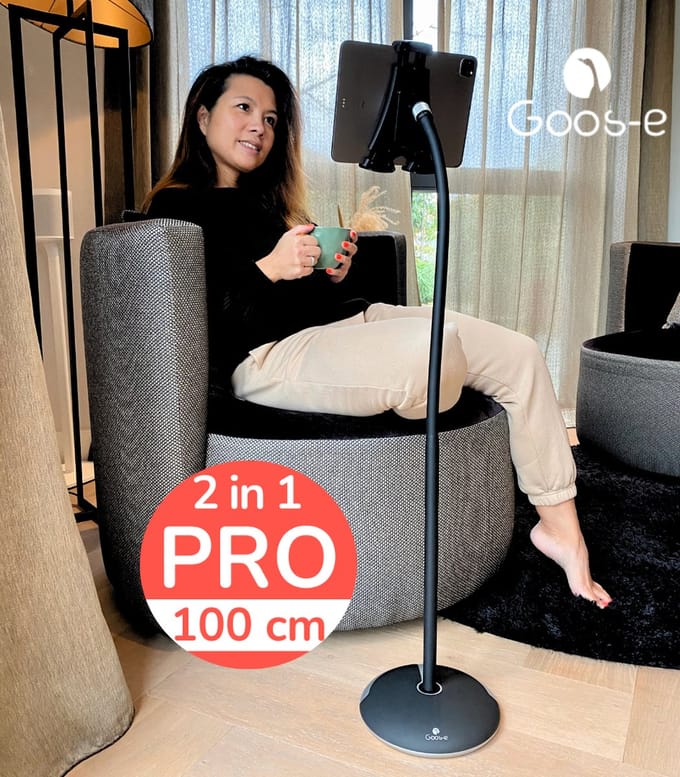 GOOS-E Tablet houder - tablet standaard - iPad houder - Telefoonhouder PRO - standaard - statief - bank - bed - stoel - sofa - extra lang 100 cm - stijlvol NL design