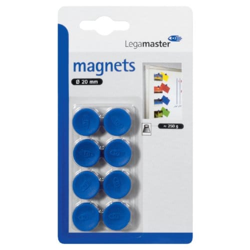 Whiteboardmagneten 20mm Lega Blauw Blister à 8 Stuks