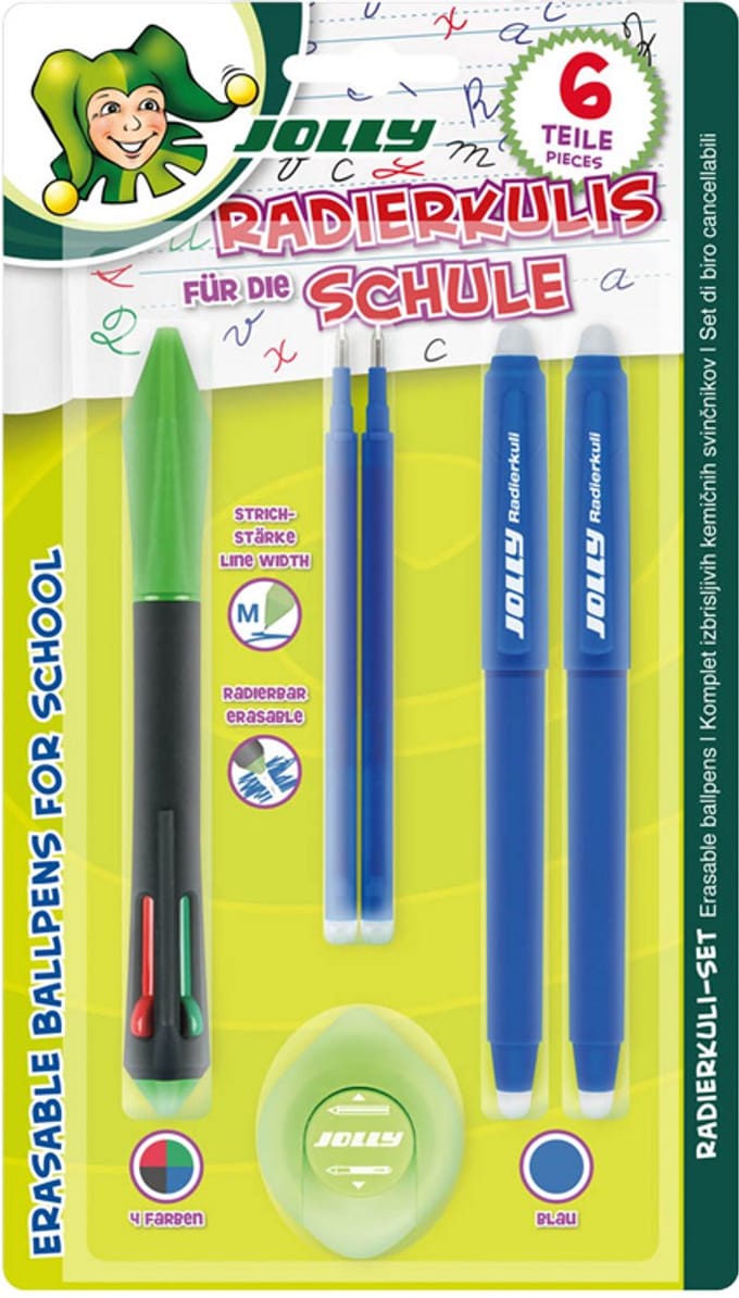 Jolly Uitwisbare 4-kleurige Balpen Set 6-delig