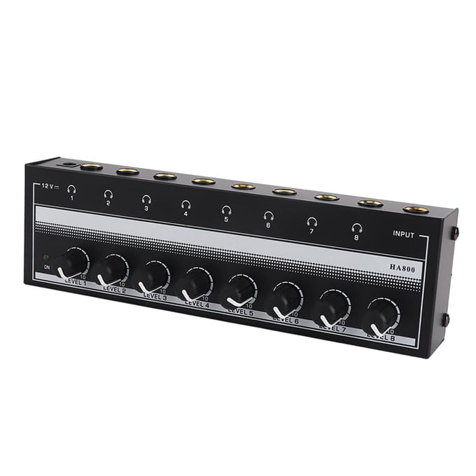 Hoofdtelefoonversterker 8-kanaals Draagbare Metalen Stereo Versterker voor Studio en Podium