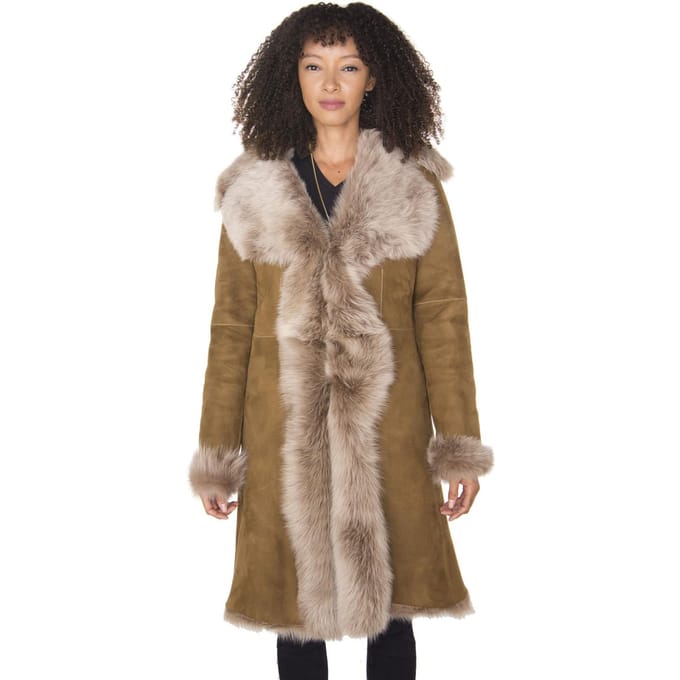 Dames Toscana schapenvacht suède trenchcoat-Tbilisi