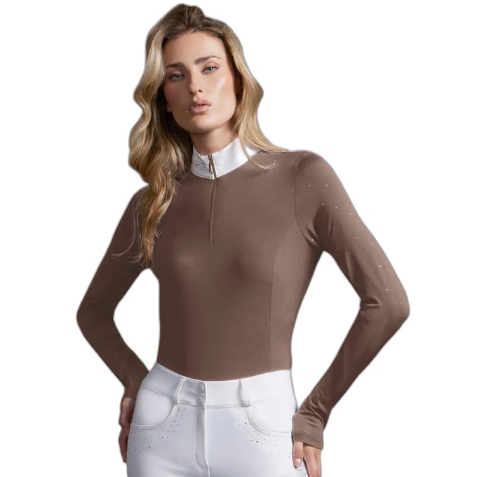 Dames wedstrijdpolo met lange mouwen Premier Equine Cristalli