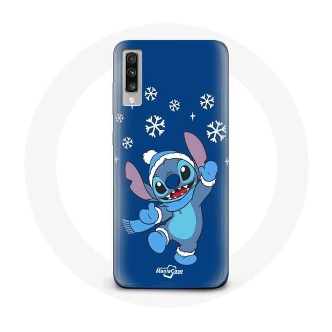 Samsung Galaxy A70 hoesje Stitch sneeuw Kerst blauw blauw