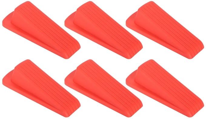 Set van 6 Deurstopper Wedges - Antislip, Stabiele Basis, Geschikt voor Alle Vloertypes (Rood)