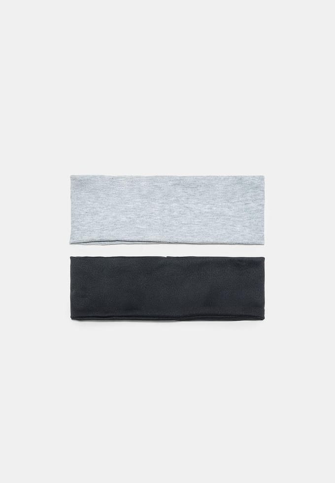Stradivarius Set van 2 effen elastische haarbanden  Middengrijs OS