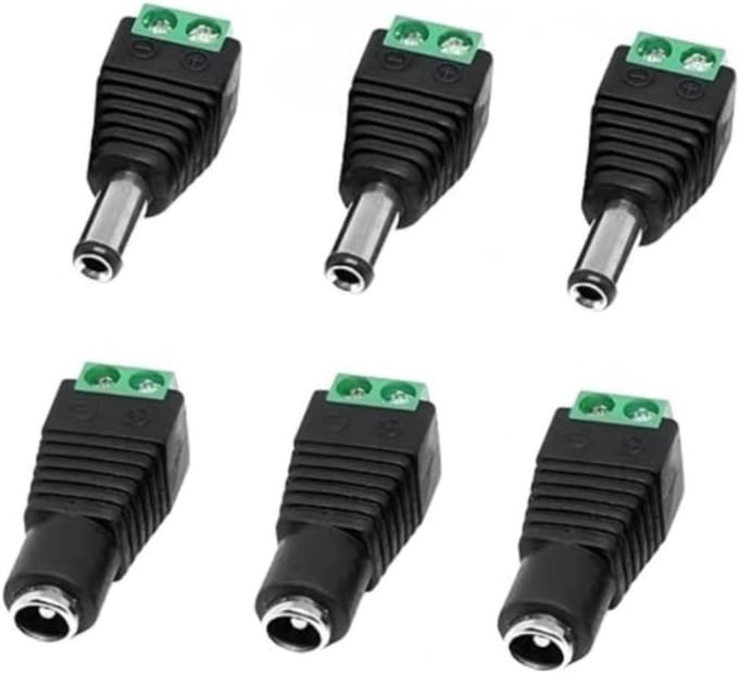 3x DC Stroomadapter Schroefconnector 5.5mm x 2.1mm Binnen/Buiten Plug Adapter voor Camera Router LED