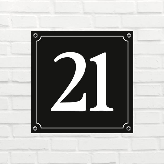 Huisnummerbord Mat zwart Deluxe - Nummer 21 - incl. bevestiging