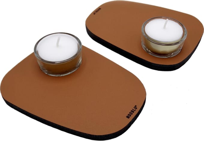 NOOBLU PEBL waxinelichthouder - Cognac - set van 2