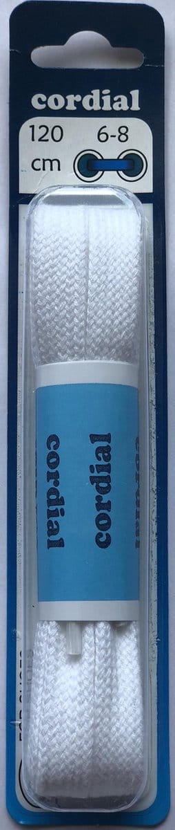Cordial - schoenveters - Wit- extra plat (12 mm) - veterlengte 120 cm 6-8 gaatjes