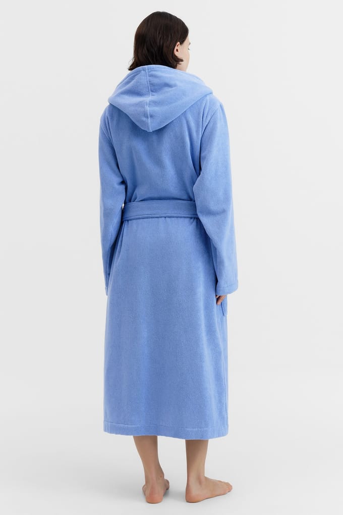 Tekla Unisex Hooded Bathrobe Clear Blue Größe: XXS | Bademäntel Outlet | Unisex | Blau