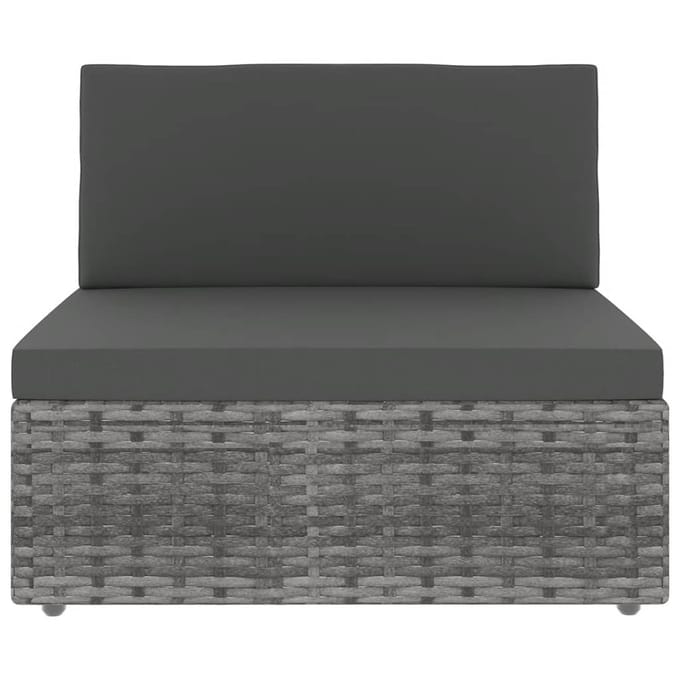 vidaXL - 7-delige - Loungeset - met - kussens - poly - rattan - grijs