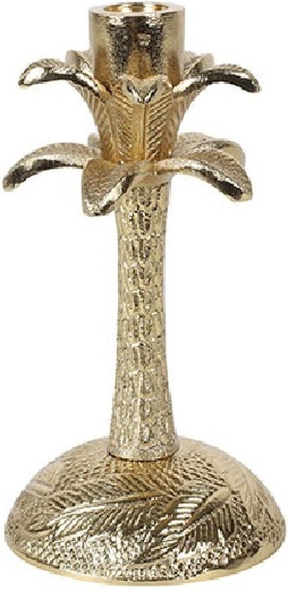 Kandelaar Palm M Goudkleurig hoog 26 cm