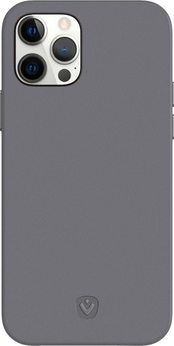 Valenta - Back Cover Snap Luxe - Leer - Grijs - iPhone 12 - 12 Pro