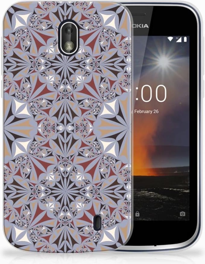Nokia 1 TPU Siliconen Hoesje Flower Tiles