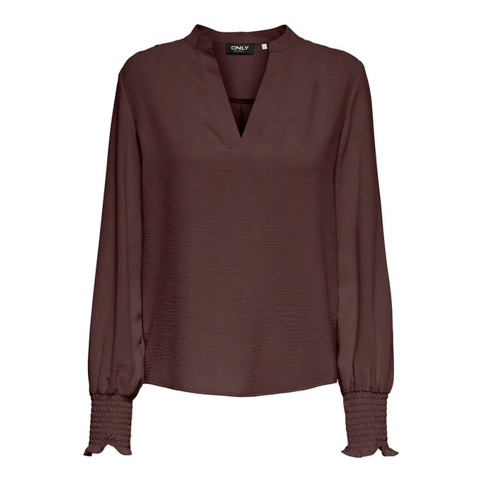 Only bordeaux dames blouse   V-hals   Regular fit   Duurzaam   Lange mouw Bordeaux S