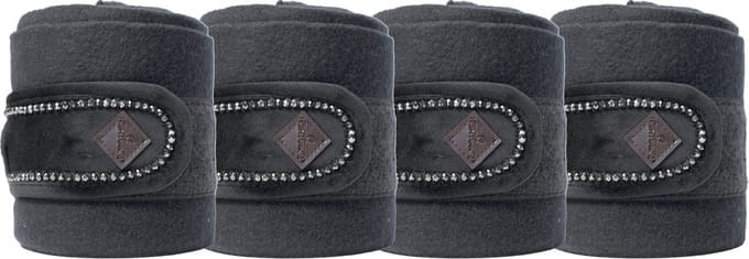 Polar fleece bandages velvet pearls zwart