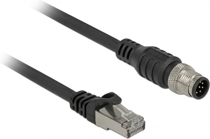 M12 8-pins A-gecodeerd - RJ45 industriële netwerkkabel - CAT5e / PVC - 1 meter