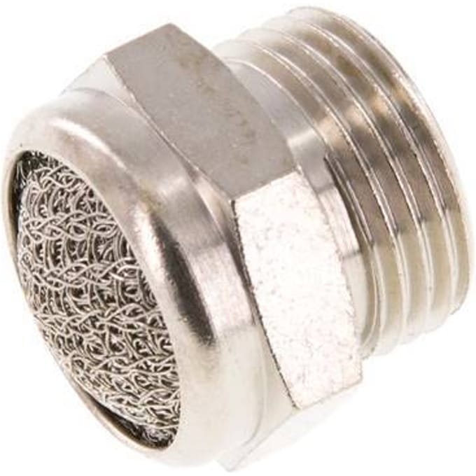 G3/8'' Vernikkeld Messing Compact Pneumatische Geluiddemper 1.4301 Draadgaas [2 Stuks]