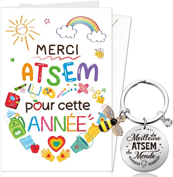 ONF3 - Bedankt Atsem Kaarten - Sleutelhanger cadeau - Origineel afscheidscadeau - Voor het einde van het schooljaar - Persoonlijk en uniek - Bed...