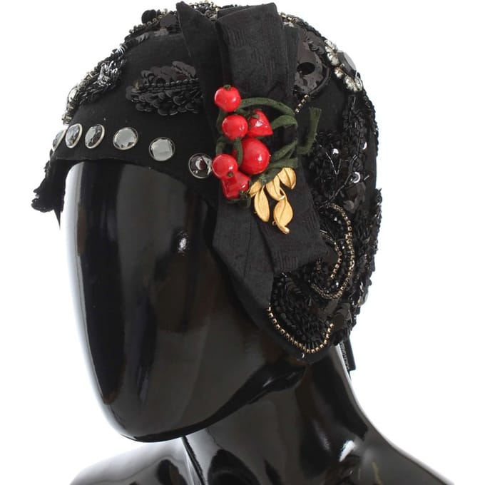 Dolce & Gabbana Black Crystal Gold Cherries broche dameshoed