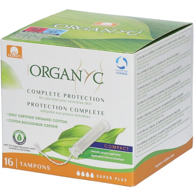 Organyc, biologische tampons, klein, super plus, verpakking van 16 yellow