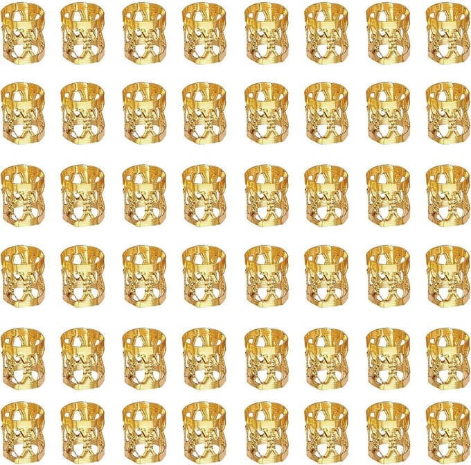 50x Verstelbare Aluminium Haarringen voor Dreadlocks en Vlechten - Goudkleurig