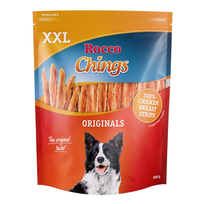 900g Chings XXL Verpakking Kipfilet in reepjes Rocco Hondensnacks