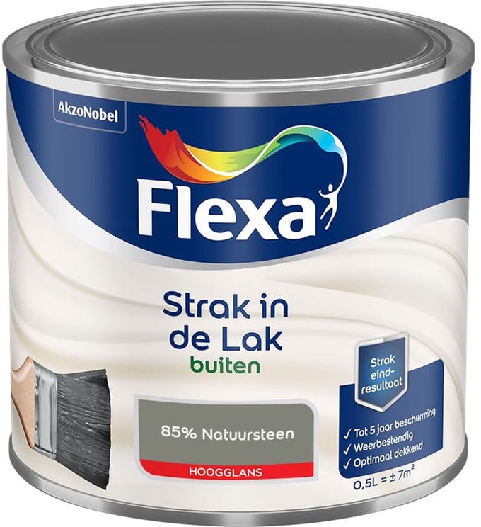 Flexa - Strak In De Lak Buitenlak Hoogglans - 85% Natuursteen - Mengverf - 500 Ml