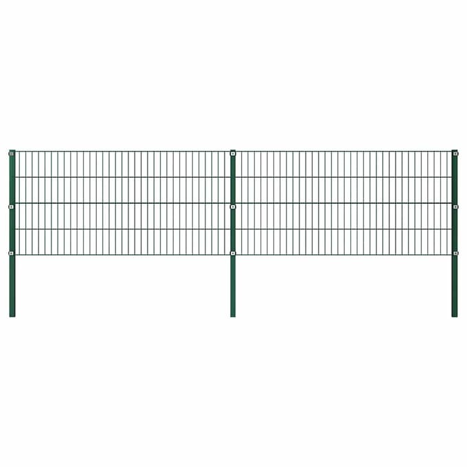 vidaXL - Schuttingpaneel - met - palen - ijzer - 349x80 - cm - groen