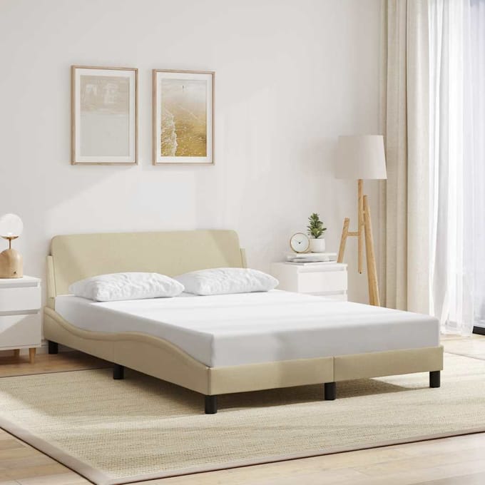 vidaXL - Bedframe - "Dover" - stof - crèmekleurig - 140x200 - cm