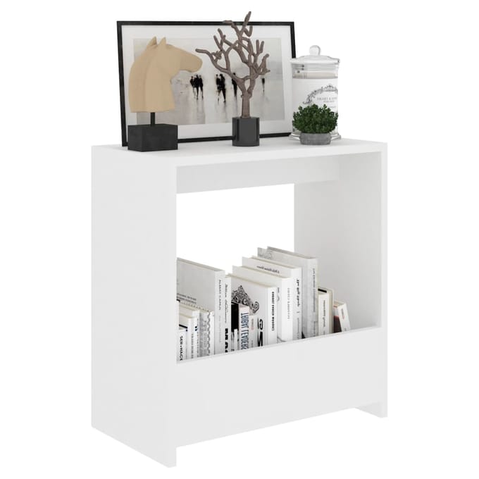 vidaXL - Bijzettafel - 50x26x50 - cm - bewerkt - hout - wit