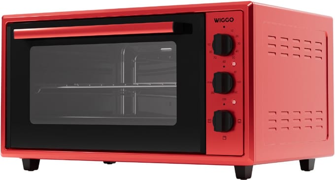 Wiggo WMO-E456(R) - Vrijstaande Mini Oven - Electrisch - 60 CM - 45 liter - 2000 W - 5 Jaar Garantie - Rood