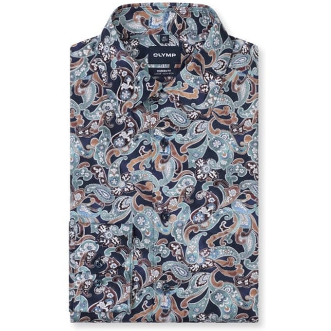 OLYMP Luxor Overhemd, Modern Fit, New Kent, Marineblauw