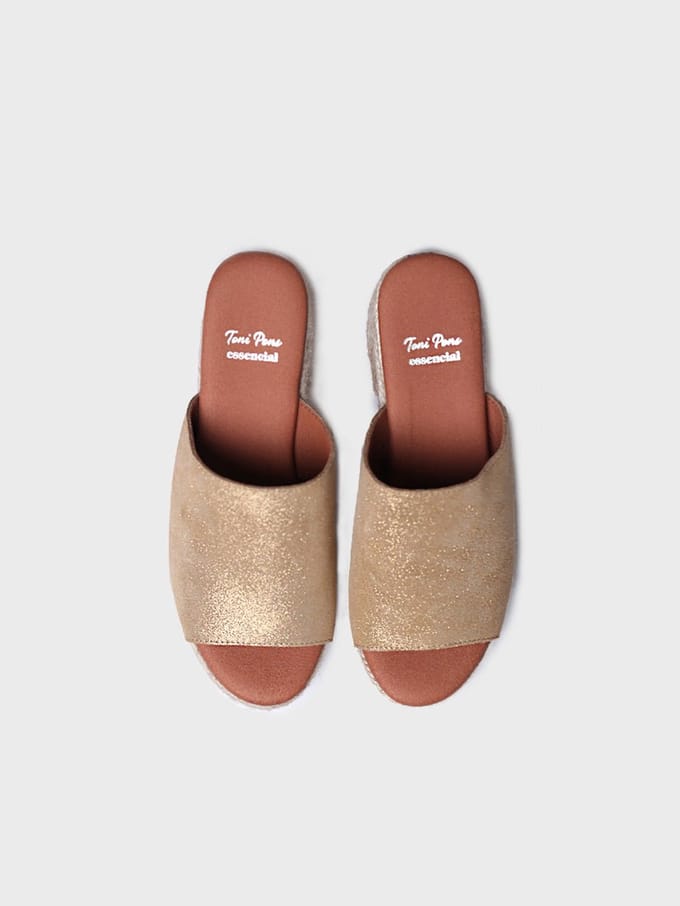 Leren espadrille zonder hiel met brede hak | ANDREA