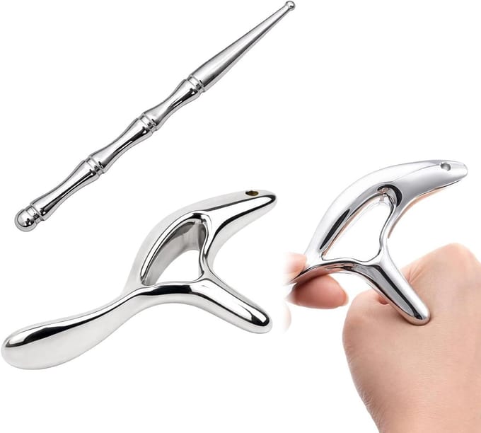 Massage Set - Gua Sha Tool - Spierontspanning - Roestvrij Staal - 12 cm - Zilver