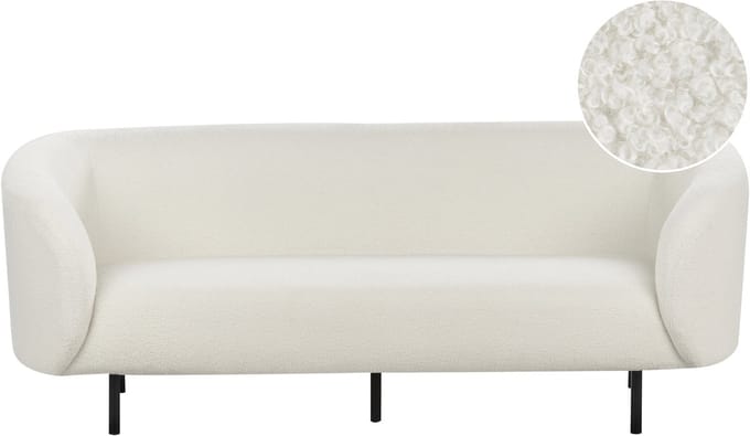 LOEN - Driezitsbank - Wit/Zwart - Bouclé