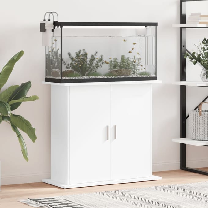 Meuble pour aquarium blanc 81x36x73 cm Bois d'ingénierie