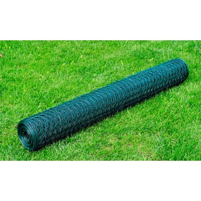 vidaXL - Kippengaas - 25x1 - m - met - PVC-coating - groen