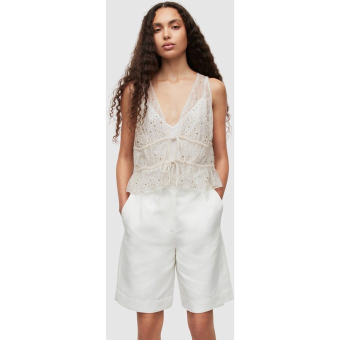 AllSaints Robyn Emb Top Off White Taglia: 16 | Magliette intime Outlet | Donna | Bianco