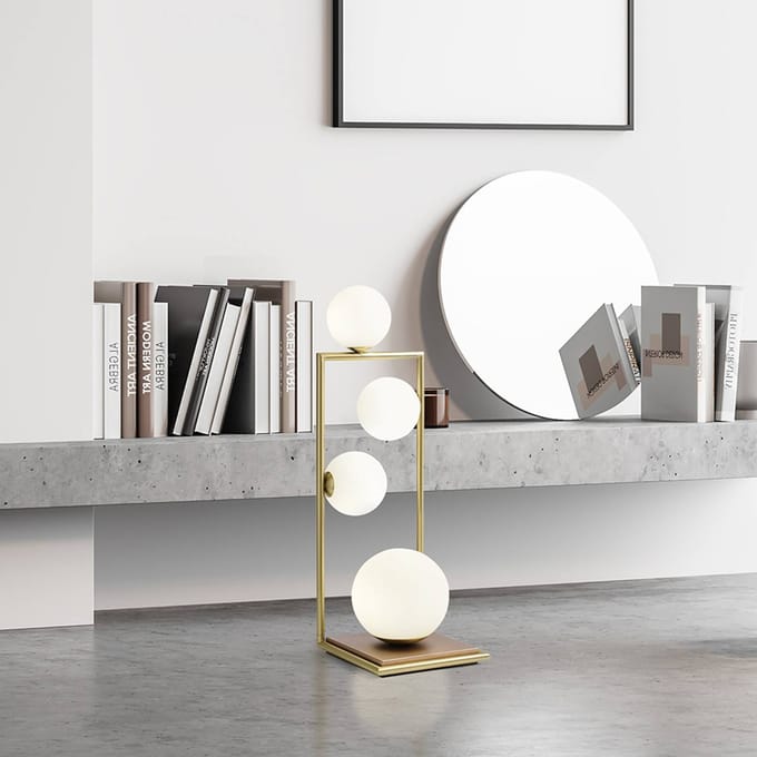 miloox by Sforzin Tafellamp Buble goud opaalglas 4-lamps dimmer