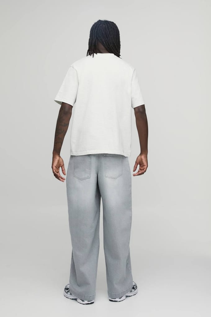 Essential Baggy Parachute Fit Rigid Washed Jeans | Grey | Size 62R