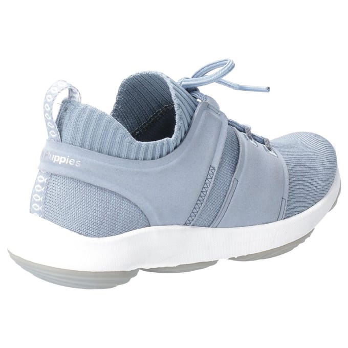 Hush Puppies Womens World BounceMax Lace Up Trainer (Stofblauw)