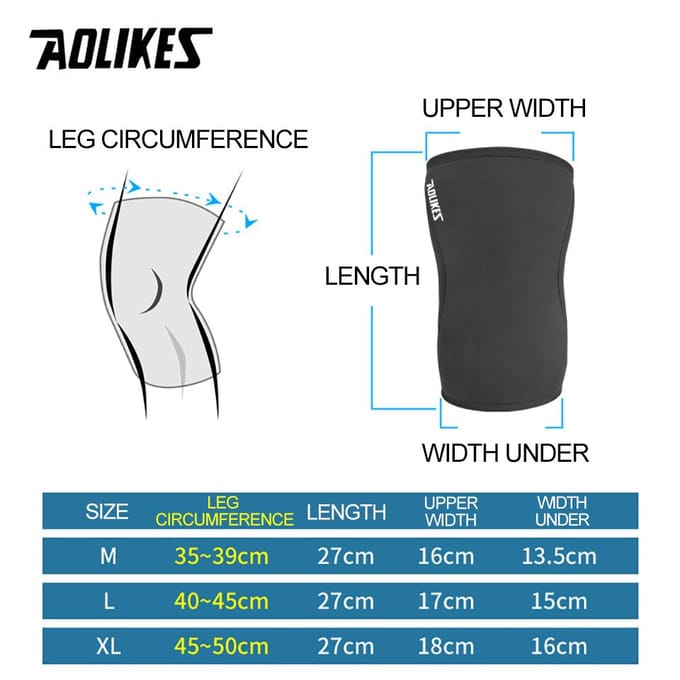 Aolikes 7mm Neopreen Kniebeschermers Gewichtheffen Paar Compressie Ondersteuning Squats Crossfit Training M