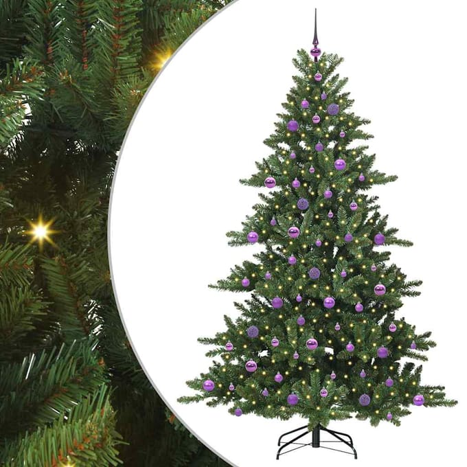 vidaXL - Kunstmatige - Hinged - Kerstboom - Groen - 210 - cm - PVC - en - Staal
