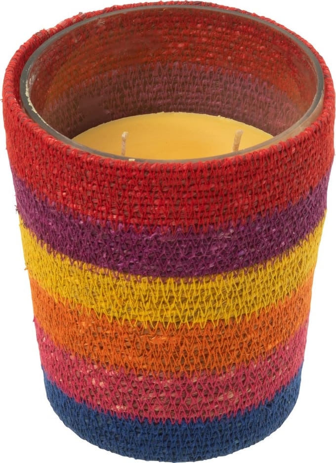 J-Line geurkaars Mand - Woody Aurora - glas - mix - medium - 55U