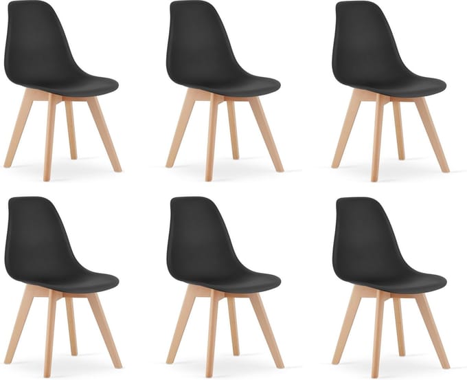 KITO - Eetkamerstoelen - set van 6 eettafel stoelen - zwart