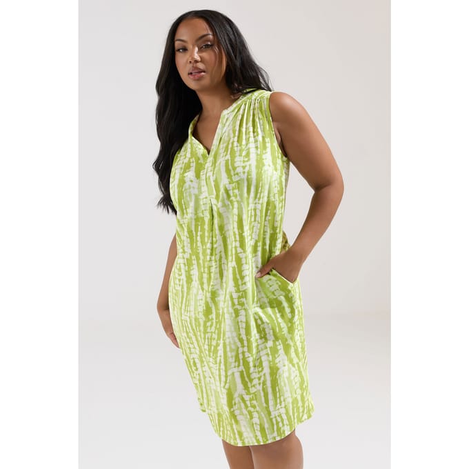 Yours Groene Abstracte Minijurk Met Inkeping In De Hals Size 58-60