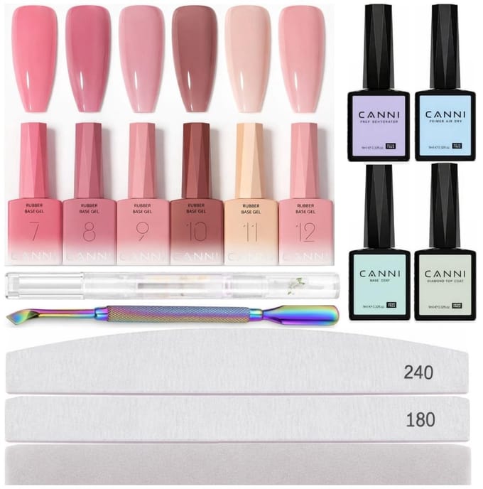 Canni - Rubberbase - Set - 15-delig - HEMA-vrij - TPO-vrij - Rubber base - Rubber base coat - Rubber base gellak - Rubber base gel - Rubberbase gellak - Rubberbase clear