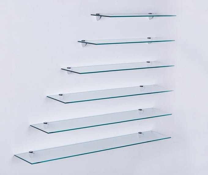 Dailygoods- Wandplank met 6mm Veiligheidsglas - Glazen Plank